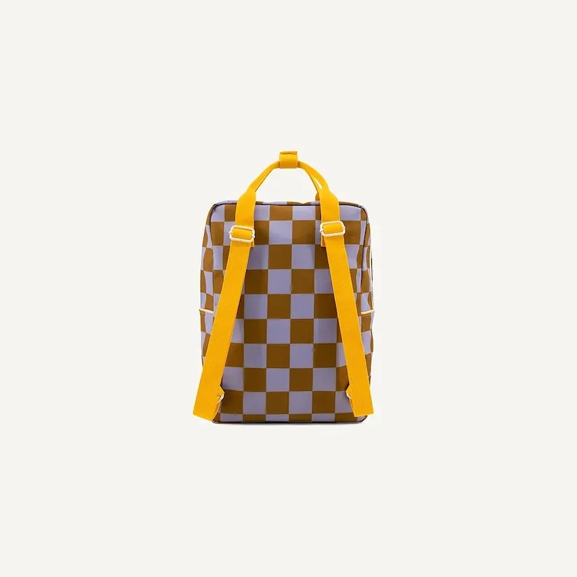Small Farmhouse Checkerboard Backpack - Blooming Purple   Soil Green by Sticky Lemon